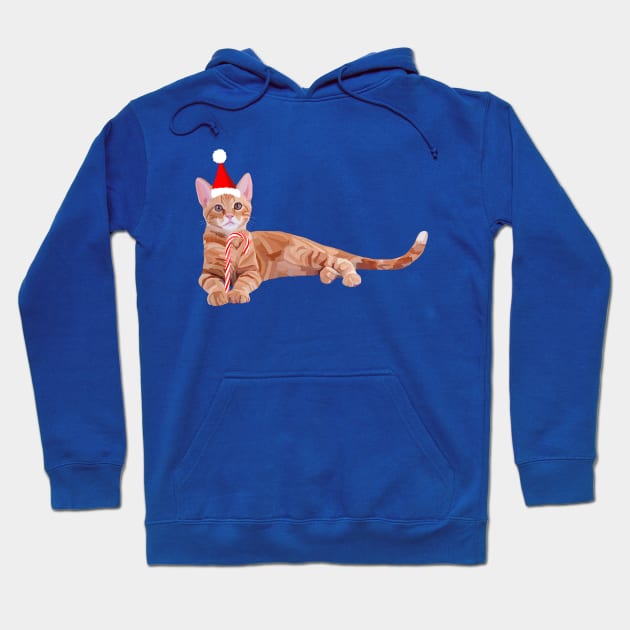 Festive Christmas Orange Ginger Cat Hoodie by Art by Deborah Camp